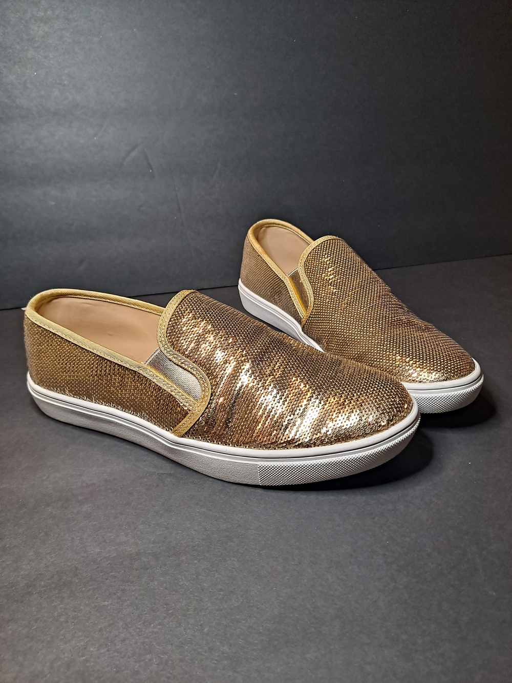 Women's Slip-On Sequin Sneakers in Metallic Gold